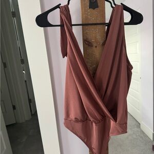Express Terracotta Wrap Bodysuit
